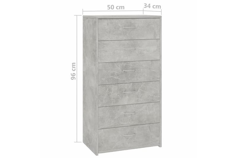 Skænk Med 7 Skuffer 50 X 34 X 96 Cm Spånplade Betongrå - Grå - Opbevaring - Opbevaringsmøbler - Skænke & sideboards