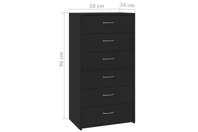 Skænk Med 7 Skuffer 50 X 34 X 96 Cm Spånplade Sort - Sort - Skænke & sideboards