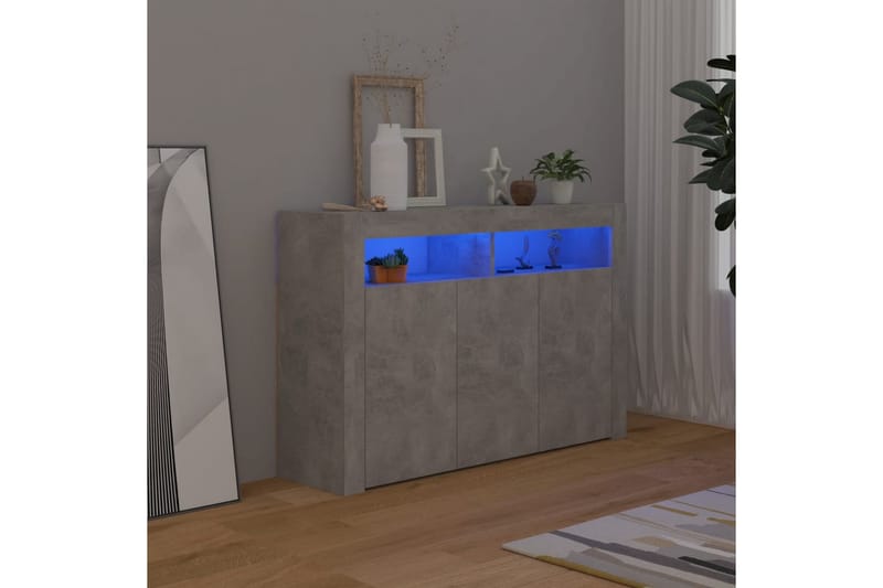 skænk med LED-lys 115,5x30x75 cm betongrå - Grå - Opbevaring - Opbevaringsmøbler - Skænke & sideboards