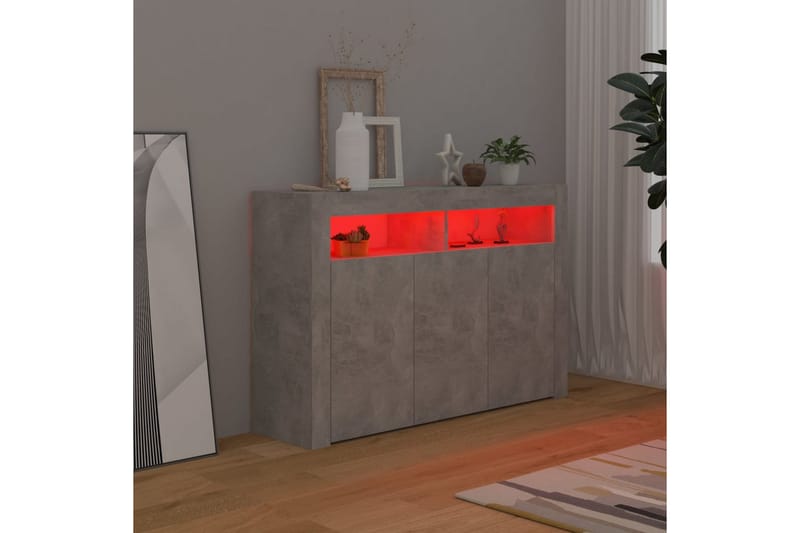 skænk med LED-lys 115,5x30x75 cm betongrå - Grå - Opbevaring - Opbevaringsmøbler - Skænke & sideboards