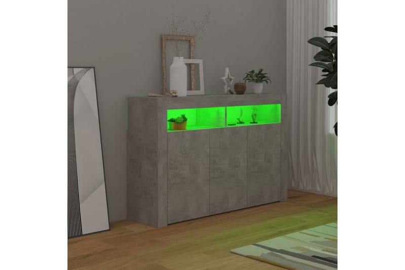 skænk med LED-lys 115,5x30x75 cm betongrå - Grå - Opbevaring - Opbevaringsmøbler - Skænke & sideboards