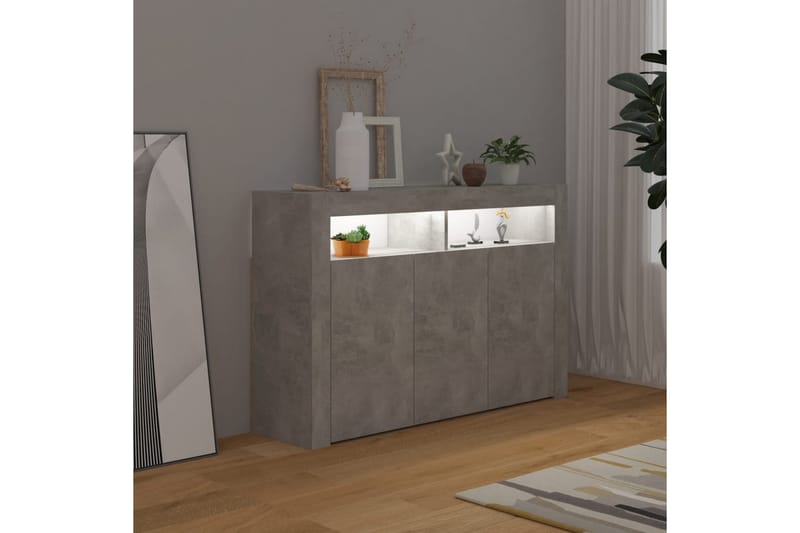 skænk med LED-lys 115,5x30x75 cm betongrå - Grå - Opbevaring - Opbevaringsmøbler - Skænke & sideboards