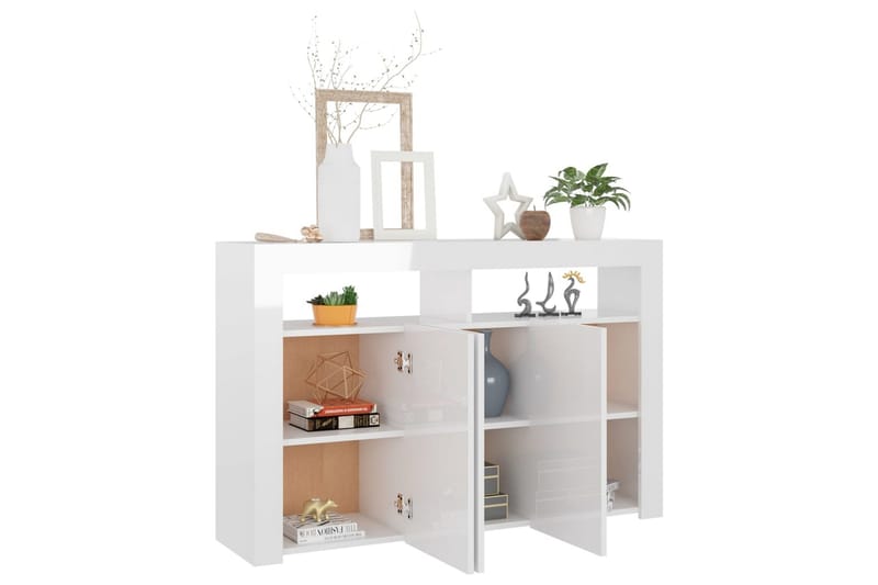 skænk med LED-lys 115,5x30x75 cm hvid højglans - Hvid - Opbevaring - Opbevaringsmøbler - Skænke & sideboards