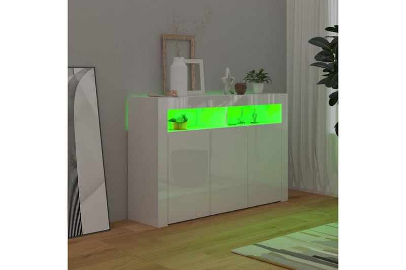 skænk med LED-lys 115,5x30x75 cm hvid højglans - Hvid - Opbevaring - Opbevaringsmøbler - Skænke & sideboards