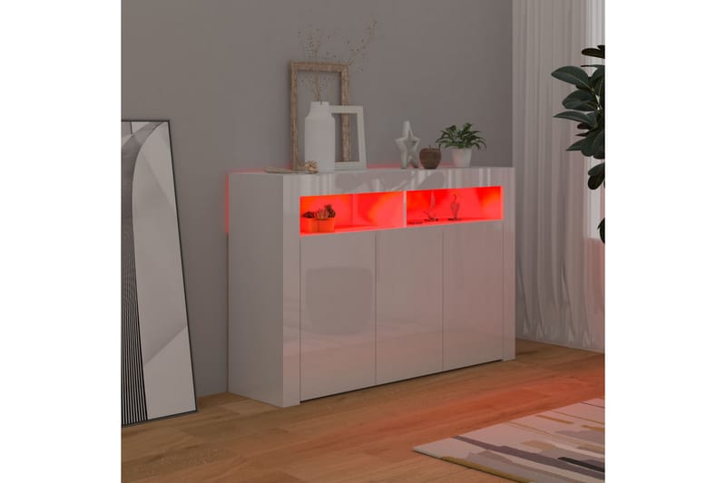 skænk med LED-lys 115,5x30x75 cm hvid højglans - Hvid - Opbevaring - Opbevaringsmøbler - Skænke & sideboards