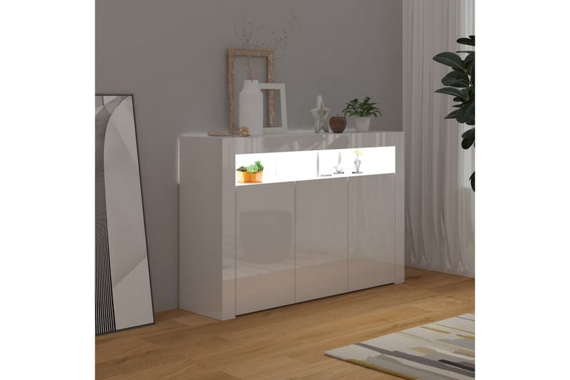 skænk med LED-lys 115,5x30x75 cm hvid højglans - Hvid - Opbevaring - Opbevaringsmøbler - Skænke & sideboards