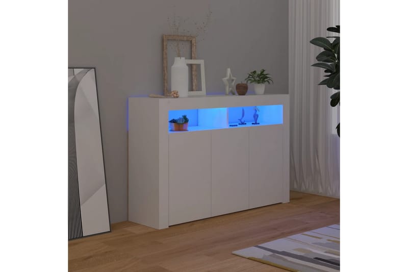 skænk med LED-lys 115,5x30x75 cm hvid - Hvid - Opbevaring - Opbevaringsmøbler - Skænke & sideboards