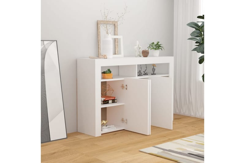 skænk med LED-lys 115,5x30x75 cm hvid - Hvid - Opbevaring - Opbevaringsmøbler - Skænke & sideboards