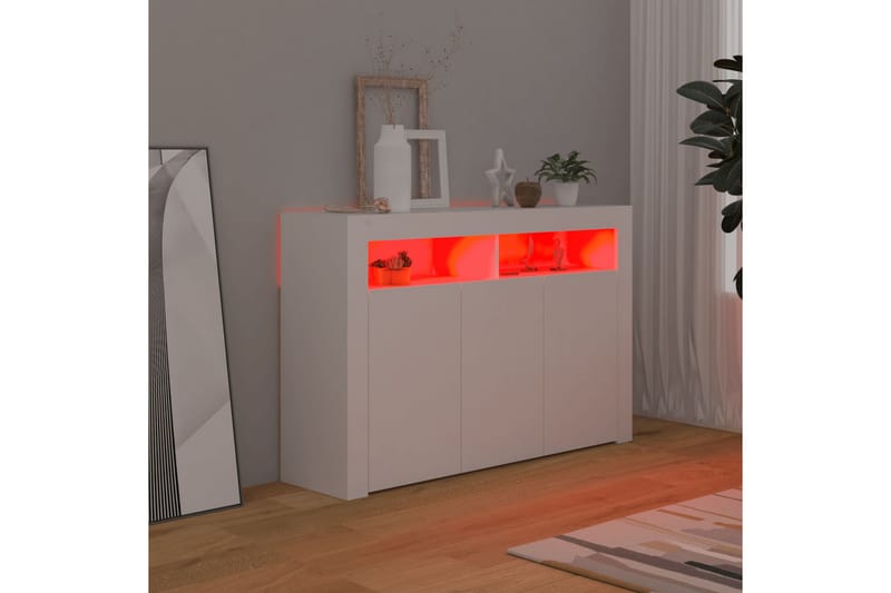 skænk med LED-lys 115,5x30x75 cm hvid - Hvid - Opbevaring - Opbevaringsmøbler - Skænke & sideboards