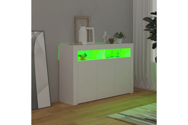 skænk med LED-lys 115,5x30x75 cm hvid - Hvid - Opbevaring - Opbevaringsmøbler - Skænke & sideboards