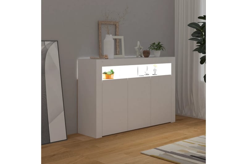 skænk med LED-lys 115,5x30x75 cm hvid - Hvid - Opbevaring - Opbevaringsmøbler - Skænke & sideboards