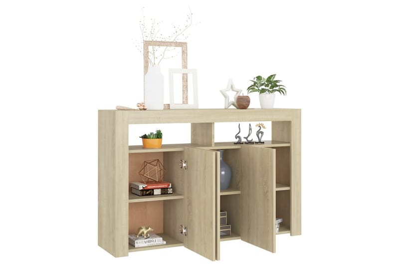 skænk med LED-lys 115,5x30x75 cm sonoma-eg - Brun - Opbevaring - Opbevaringsmøbler - Skænke & sideboards