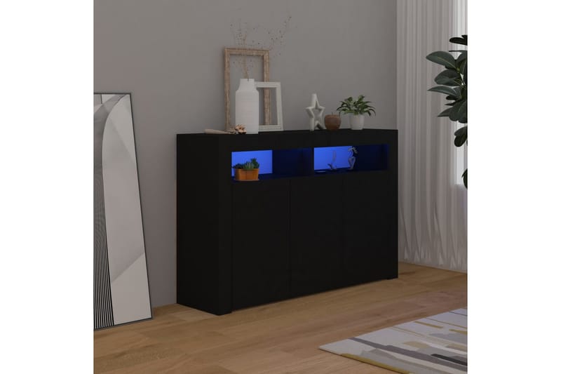 skænk med LED-lys 115,5x30x75 cm sort - Sort - Opbevaring - Opbevaringsmøbler - Skænke & sideboards