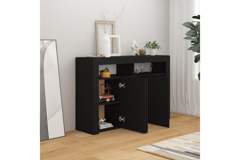 skænk med LED-lys 115,5x30x75 cm sort - Sort - Opbevaring - Opbevaringsmøbler - Skænke & sideboards