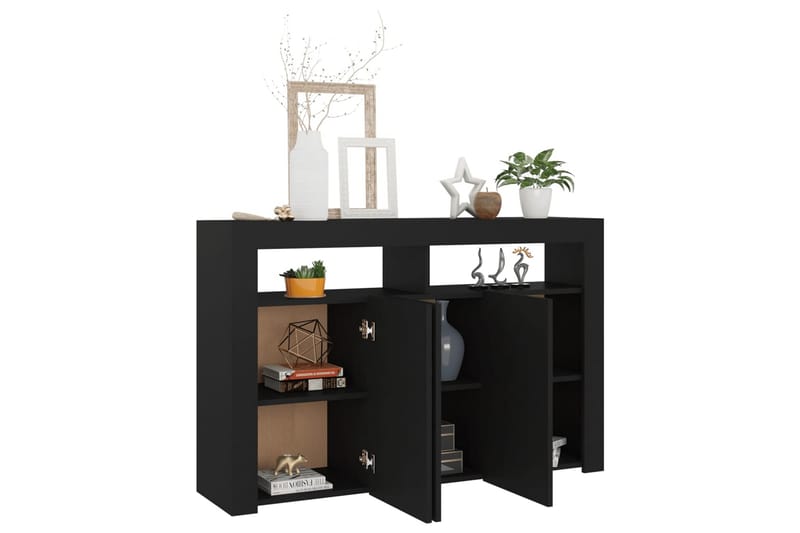 skænk med LED-lys 115,5x30x75 cm sort - Sort - Opbevaring - Opbevaringsmøbler - Skænke & sideboards