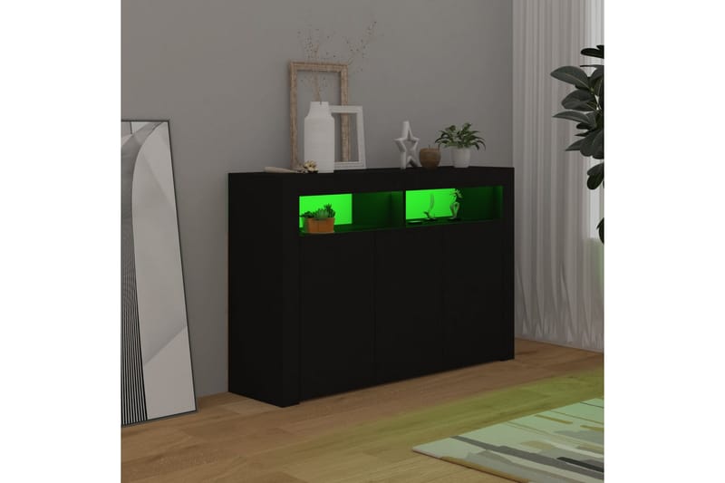 skænk med LED-lys 115,5x30x75 cm sort - Sort - Opbevaring - Opbevaringsmøbler - Skænke & sideboards