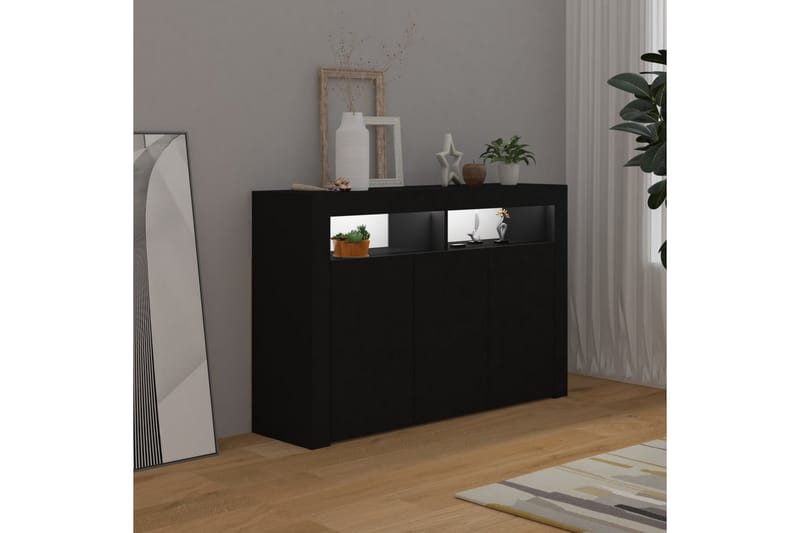 skænk med LED-lys 115,5x30x75 cm sort - Sort - Opbevaring - Opbevaringsmøbler - Skænke & sideboards