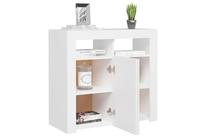 skænk med LED-lys 80x35x75 cm hvid - Hvid - Opbevaring - Opbevaringsmøbler - Skænke & sideboards