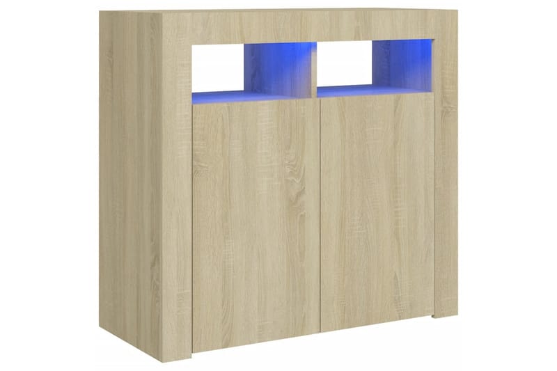 skænk med LED-lys 80x35x75 cm sonoma-eg - Brun - Opbevaring - Opbevaringsmøbler - Skænke & sideboards