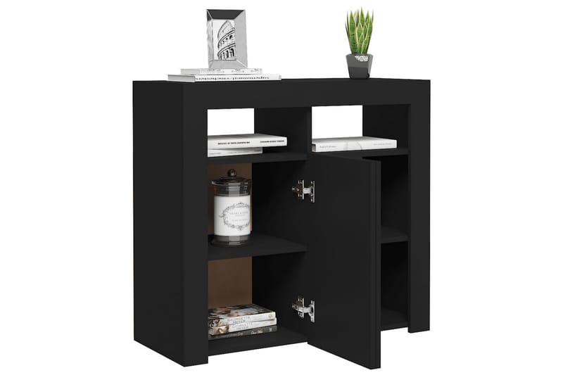 skænk med LED-lys 80x35x75 cm sort - Sort - Opbevaring - Opbevaringsmøbler - Skænke & sideboards