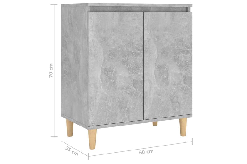 skænk med massive træben 60x35x70 cm spånplade betongrå - Grå - Opbevaring - Opbevaringsmøbler - Skænke & sideboards