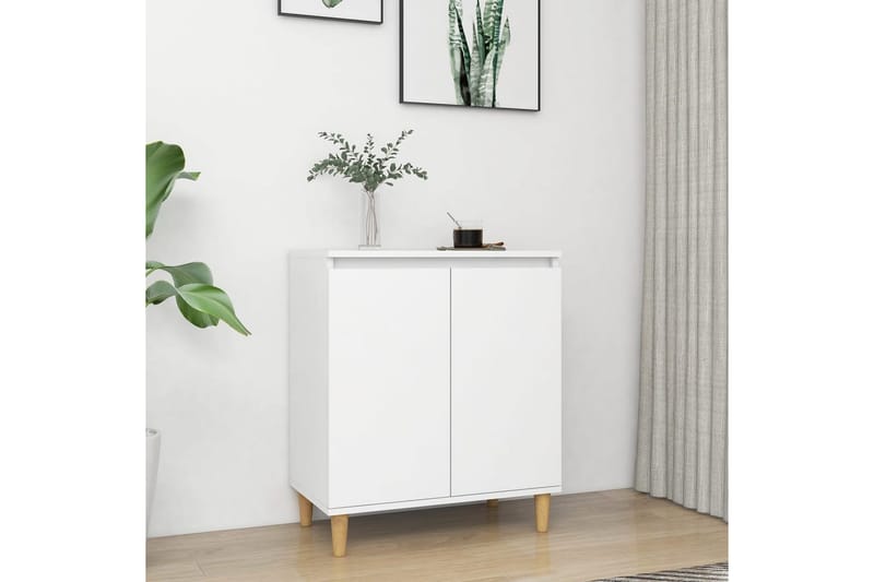 skænk med massive træben 60x35x70 cm spånplade hvid - Hvid - Opbevaring - Opbevaringsmøbler - Skænke & sideboards