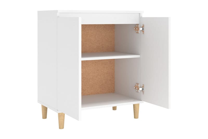 skænk med massive træben 60x35x70 cm spånplade hvid - Hvid - Opbevaring - Opbevaringsmøbler - Skænke & sideboards