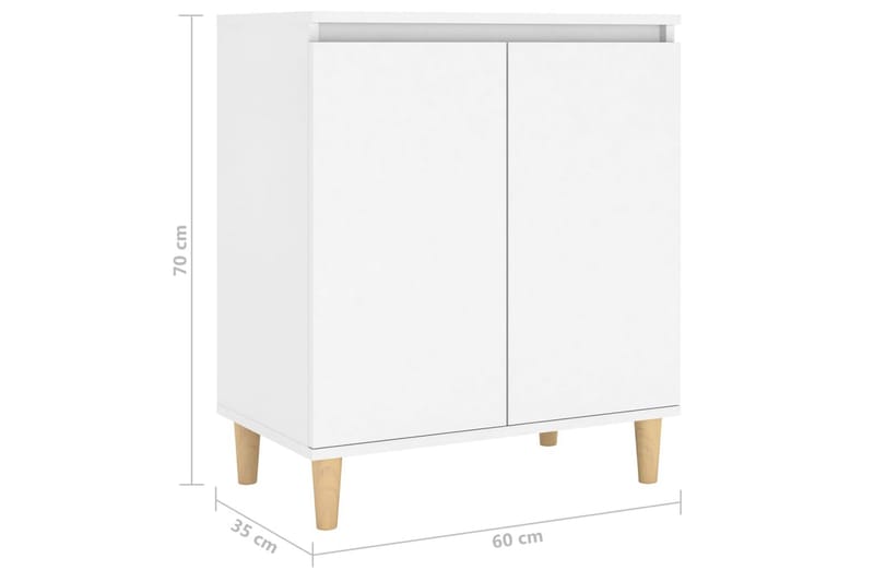 skænk med massive træben 60x35x70 cm spånplade hvid - Hvid - Opbevaring - Opbevaringsmøbler - Skænke & sideboards