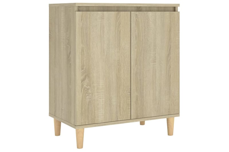 skænk med massive træben 60x35x70 cm spånplade sonoma-eg - Brun - Opbevaring - Opbevaringsmøbler - Skænke & sideboards