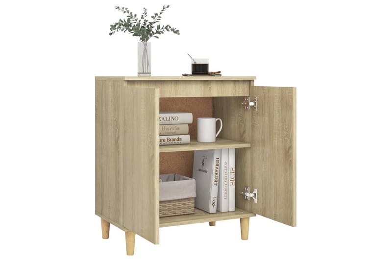 skænk med massive træben 60x35x70 cm spånplade sonoma-eg - Brun - Opbevaring - Opbevaringsmøbler - Skænke & sideboards