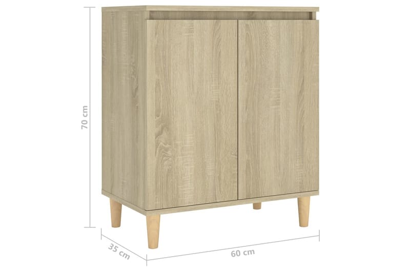 skænk med massive træben 60x35x70 cm spånplade sonoma-eg - Brun - Opbevaring - Opbevaringsmøbler - Skænke & sideboards