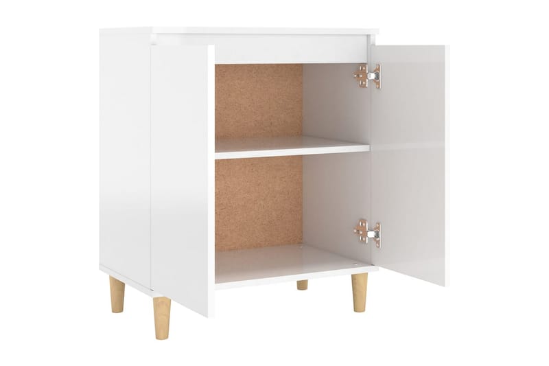 skænk med massive træben 60x35x70 cm spånplade sort - Hvid - Opbevaring - Opbevaringsmøbler - Skænke & sideboards