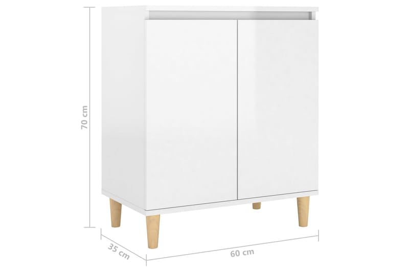 skænk med massive træben 60x35x70 cm spånplade sort - Hvid - Opbevaring - Opbevaringsmøbler - Skænke & sideboards