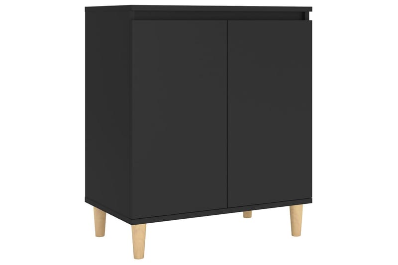 skænk med massive træben 60x35x70 cm spånplade sort - Sort - Opbevaring - Opbevaringsmøbler - Skænke & sideboards