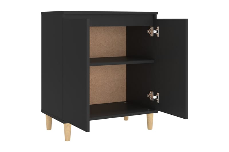 skænk med massive træben 60x35x70 cm spånplade sort - Sort - Opbevaring - Opbevaringsmøbler - Skænke & sideboards