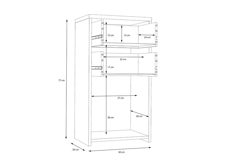 Toledor Skænk 74x40 cm - Brun / hvid - Opbevaring - Opbevaringsmøbler - Skænke & sideboards