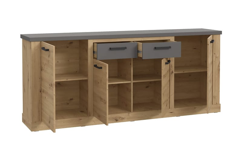 Trecante skænk 90x213 cm - Brun / grå - Opbevaring - Opbevaringsmøbler - Skænke & sideboards