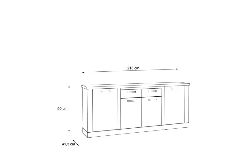 Trecante skænk 90x213 cm - Brun / grå - Opbevaring - Opbevaringsmøbler - Skænke & sideboards