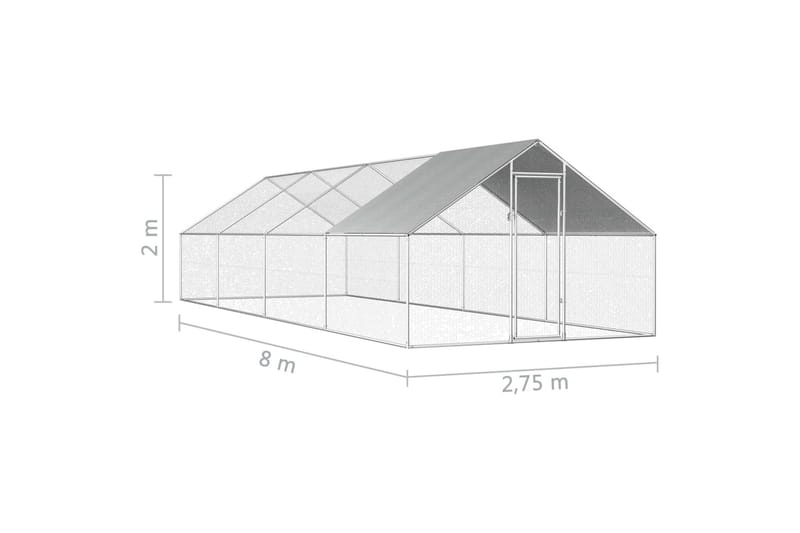 udendørs hønsebur 2,75 x 8 x 2 m galvaniseret stål - Opbevaring - Opbevaringsmøbler - Skænke & sideboards