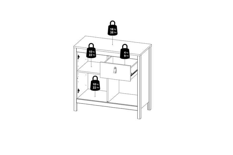 Vallvidera Sideboard 38x82 cm - Hvid/Natur - Opbevaring - Opbevaringsmøbler - Skænke & sideboards