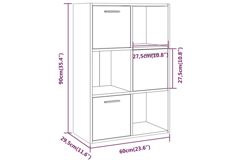 beBasic opbevaringsskab 60x29,5x90 cm grå sonoma-eg - GrÃ¥ - Opbevaring - Skab - Vitrineskabe