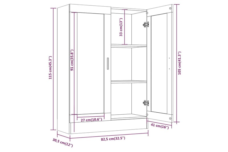 beBasic vitrineskab 82,5x30,5x115 cm konstrueret træ grå sonoma-eg - GrÃ¥ - Opbevaring - Skab - Vitrineskabe