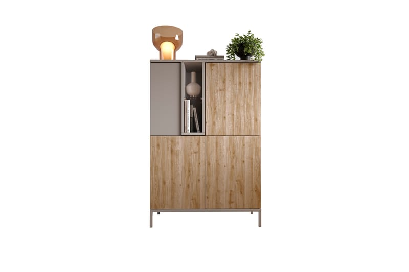 Gent Highboard 110x150 cm - Brun/Grå - Opbevaring - Skab - Skabe