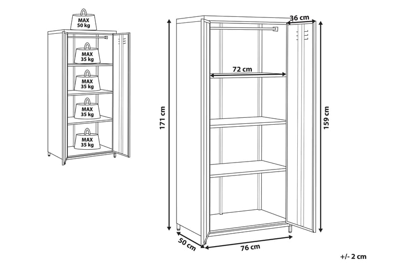 Padina Kontorskab 76x171 cm - Grå - Opbevaring - Skab - Hjørneskab