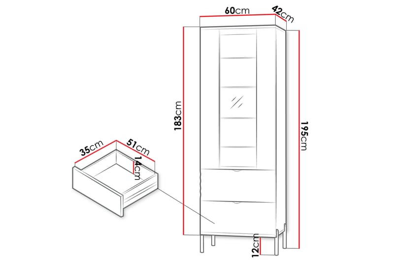 Holmes Vitrineskab 60 cm - Hvid - Opbevaring - Skab - Vitrineskabe