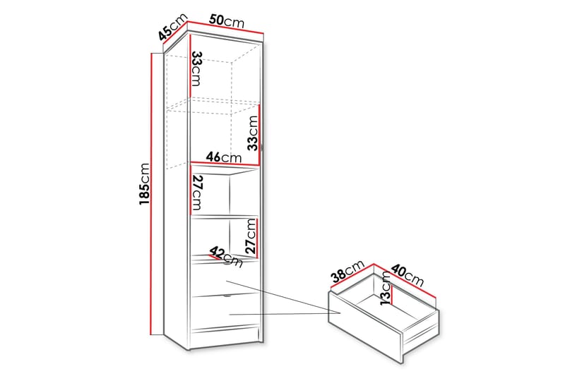 Munkedal Vitrineskab 40 cm - Hvid - Opbevaring - Skab - Vitrineskabe