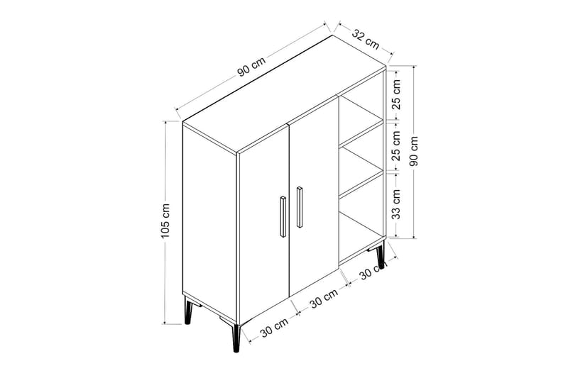 Desgrar Opbevaringsskab 90x105 cm - Hvid - Opbevaring - Skab - Skabe