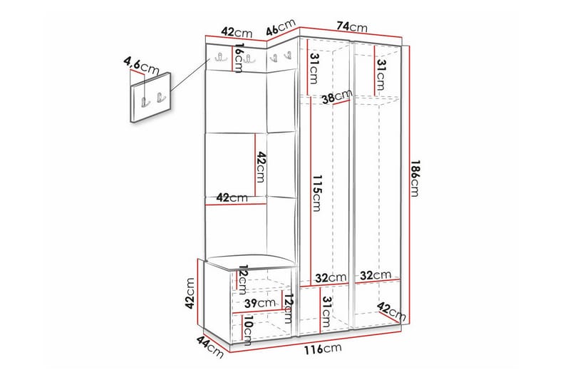 Dunvegan Highboard - Hvid - Opbevaring - Skab - Skabe