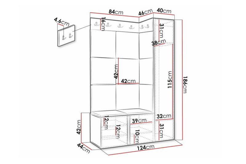 Dunvegan Highboard - Sort - Opbevaring - Skab - Skabe