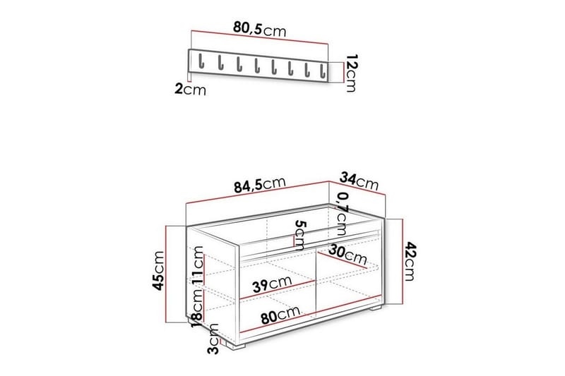 Kenmare Highboard - Grå/Sort - Opbevaring - Skab - Skabe